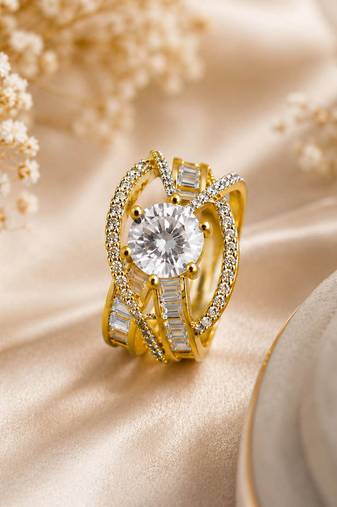 White color american diamond ring premium party wear