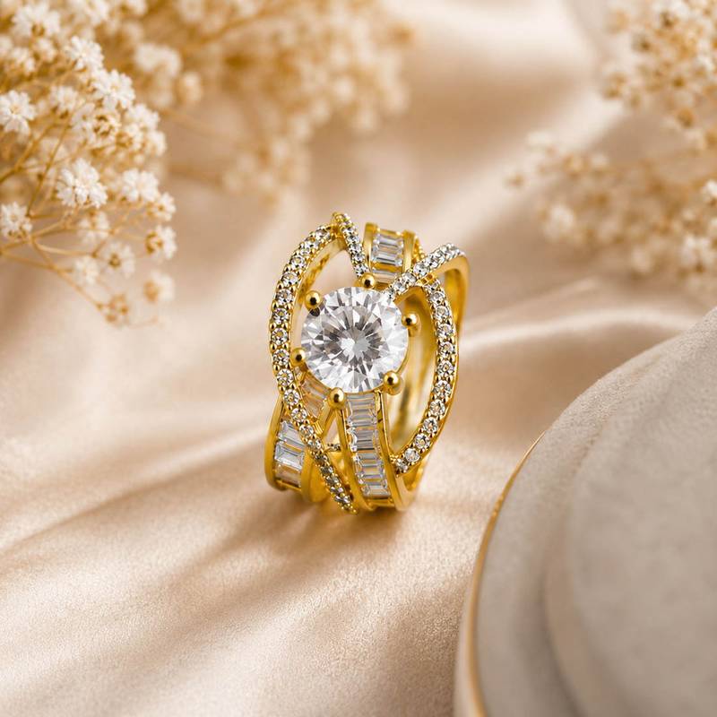 White color american diamond ring premium party wear