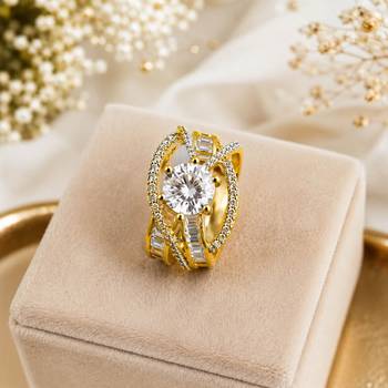 White color american diamond ring premium party wear 2