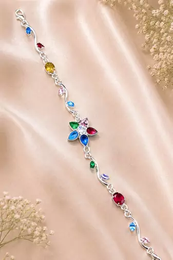 Multi color tulip bracelet featuring graceful traditional fashion style