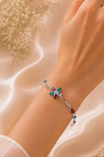 Multi color tulip bracelet featuring graceful traditional fashion style