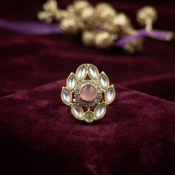 Light purple color kundan ring featuring premium traditional designer appeal 1