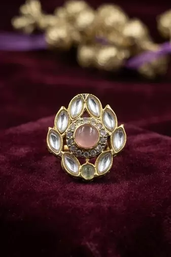 Light purple color kundan ring featuring premium traditional designer appeal