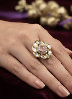 Light purple color kundan ring featuring premium traditional designer appeal 2