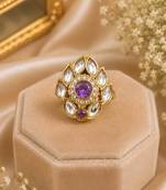 Purple color kundan ring featuring stylish ethnic designer fashion appeal