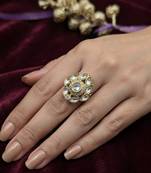 White color kundan ring with elegant traditional designer jewelry style