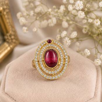 Pinkish purple color kundan ring with stylish ethnic designer finish 1