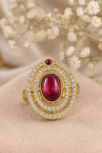 Pinkish purple color kundan ring with stylish ethnic designer finish
