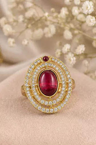 Pinkish purple color kundan ring with stylish ethnic designer finish