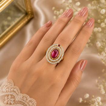 Pinkish purple color kundan ring with stylish ethnic designer finish 2