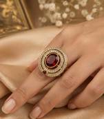 Red color kundan ring with elegant designer festive fashion style