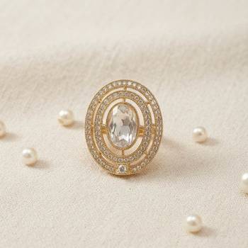 White color kundan ring featuring graceful traditional jewelry appeal 1