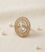 White color kundan ring featuring graceful traditional jewelry appeal