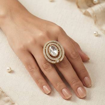 White color kundan ring featuring graceful traditional jewelry appeal 2