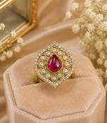 Pinkish purple color kundan ring featuring royal traditional designer style
