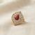 Red color kundan ring featuring graceful festive jewelry fashion style
