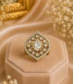 White color kundan ring crafted with premium traditional designer finish