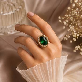 Green color kundan ring featuring premium festive designer appeal 1
