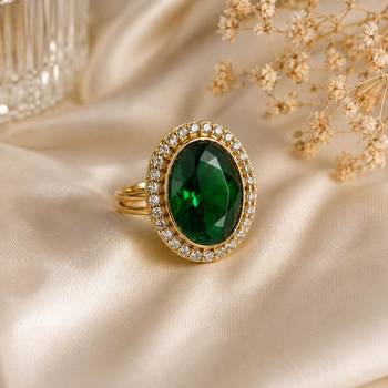 Green color kundan ring featuring premium festive designer appeal 2
