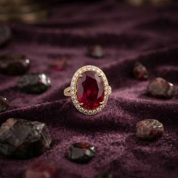 Red color kundan ring with elegant traditional fashion jewelry style 2