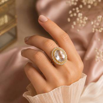 White color kundan ring with beautiful handmade traditional jewelry finish 1