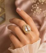 White color kundan ring with beautiful handmade traditional jewelry finish
