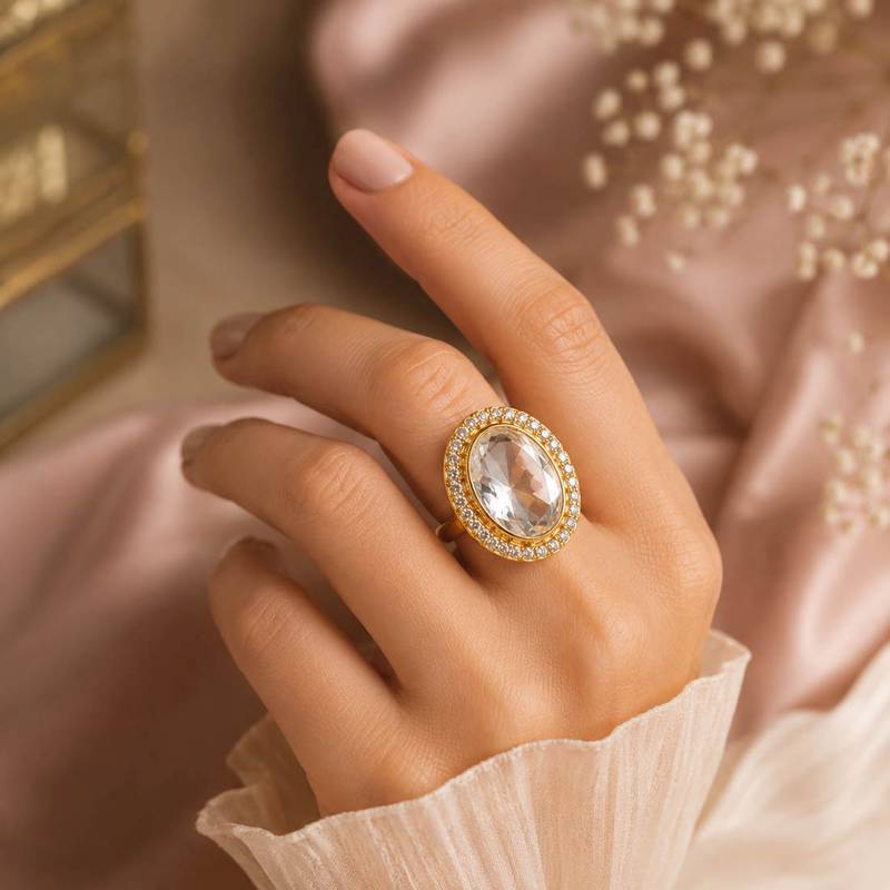 White color kundan ring with beautiful handmade traditional jewelry finish