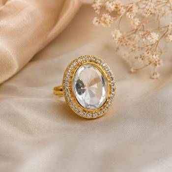 White color kundan ring with beautiful handmade traditional jewelry finish 2