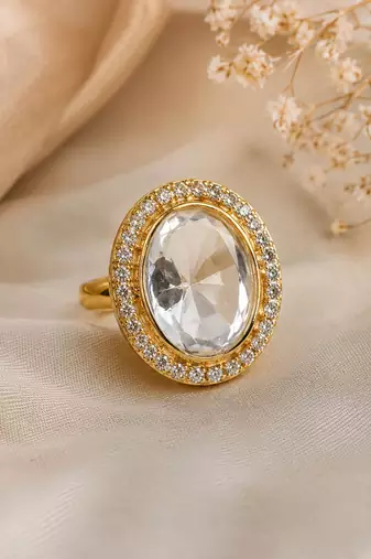 White color kundan ring with beautiful handmade traditional jewelry finish