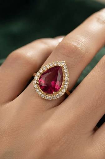 Dark pink color kundan ring featuring elegant traditional designer style