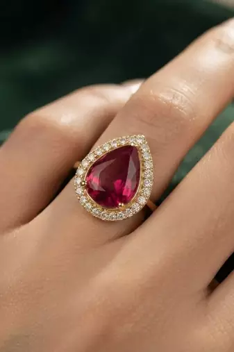 Dark pink color kundan ring featuring elegant traditional designer style