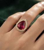 Dark pink color kundan ring featuring elegant traditional designer style