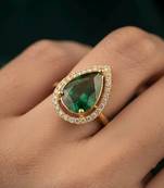 Green color kundan ring with premium traditional designer fashion style