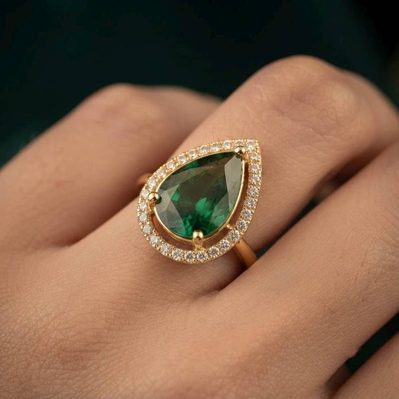 Green color kundan ring with premium traditional designer fashion style