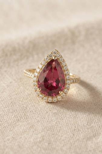 Red color kundan ring featuring graceful handmade festive jewelry appeal