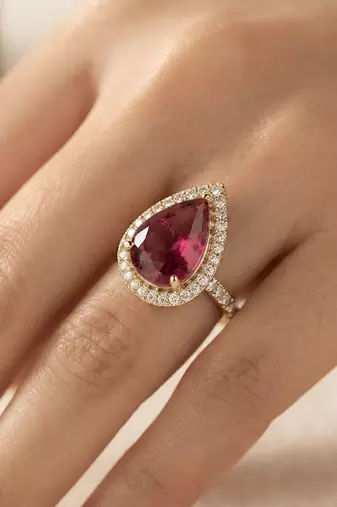 Red color kundan ring featuring graceful handmade festive jewelry appeal