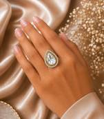 White color kundan ring featuring beautiful ethnic jewelry appeal