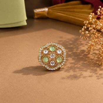 Multi color kundan ring featuring beautiful festive designer fashion style 2