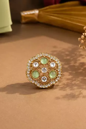 Multi color kundan ring featuring beautiful festive designer fashion style