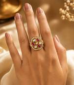 Purple color kundan ring featuring premium handmade traditional style