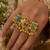 Green & rani color matte gold plated kashmiri ring featuring elegant ethnic style