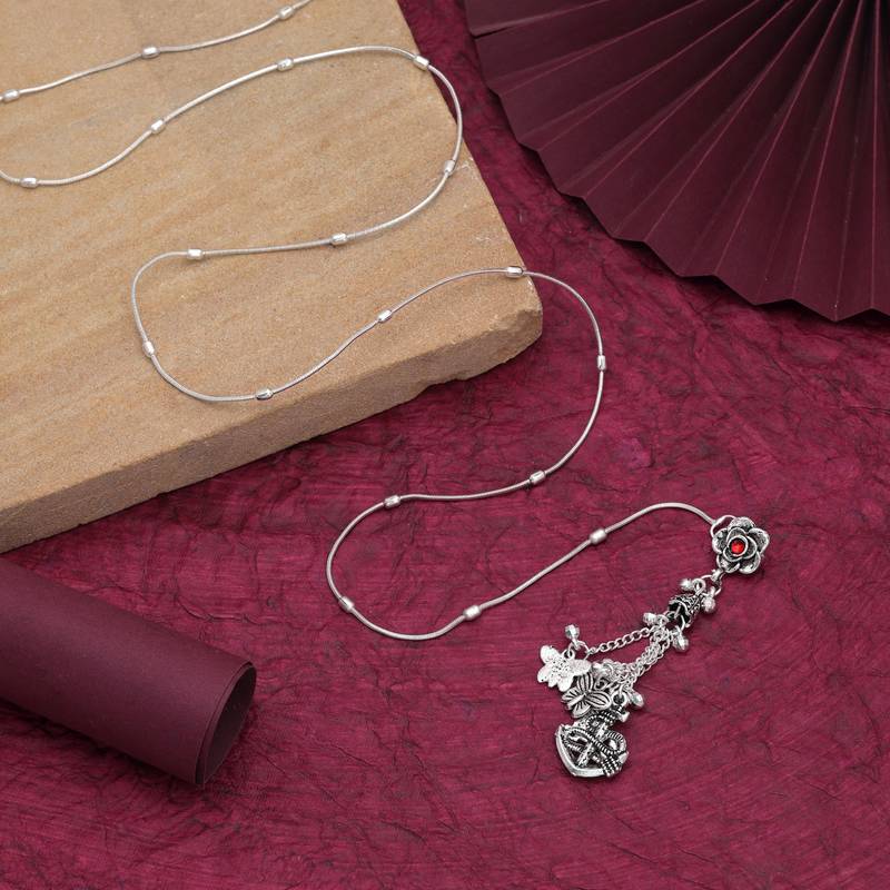 Red color oxidised kamarband with elegant traditional ethnic jewellery design for women