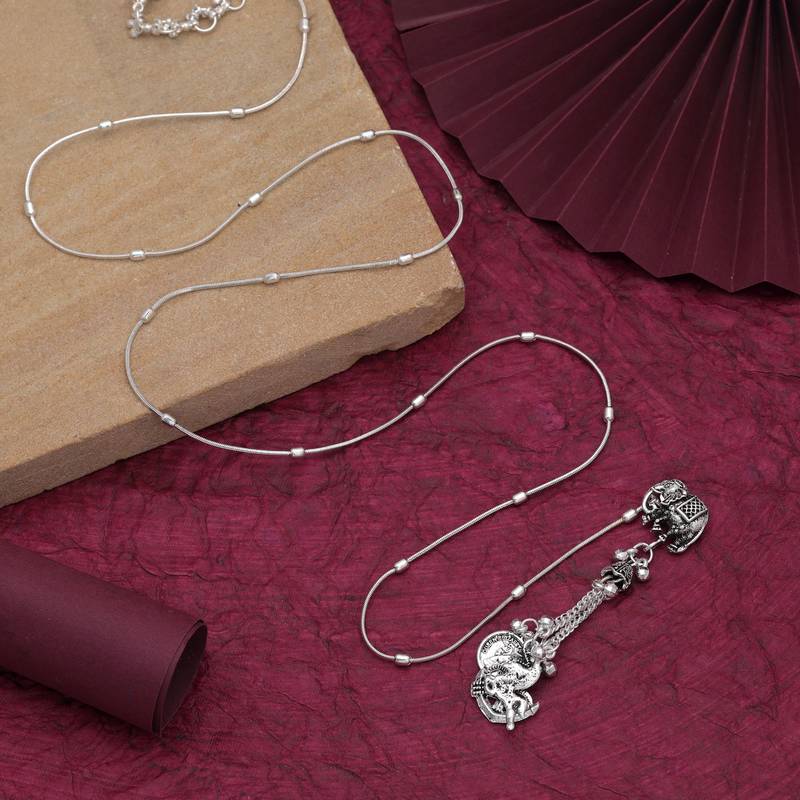Silver color oxidised kamarband with elegant traditional ethnic jewellery design for women