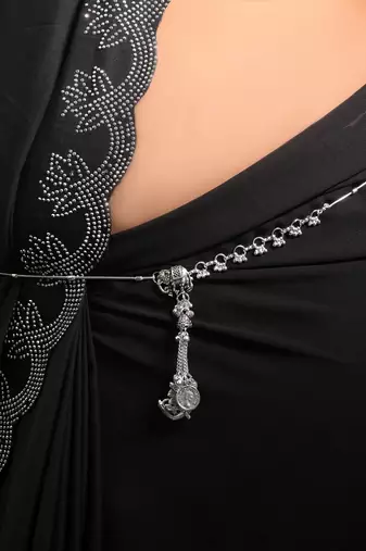 Silver color oxidised kamarband with elegant traditional ethnic jewellery design for women