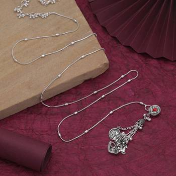 Red color oxidised kamarband with graceful ethnic waist jewellery design for women 1
