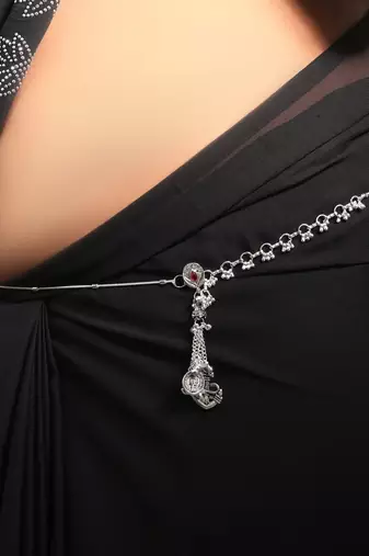 Red color oxidised kamarband with graceful ethnic waist jewellery design for women