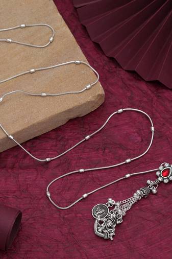 Red color oxidised kamarband with beautiful traditional waist jewellery design for women