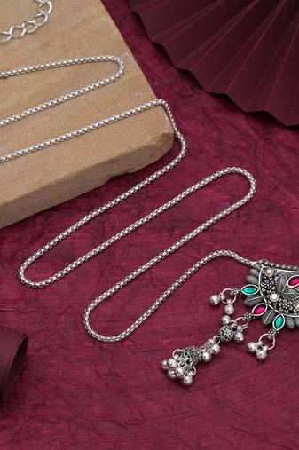 Pink & green color oxidised kamarband with elegant traditional ethnic jewellery design