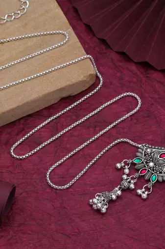 Pink & green color oxidised kamarband with elegant traditional ethnic jewellery design