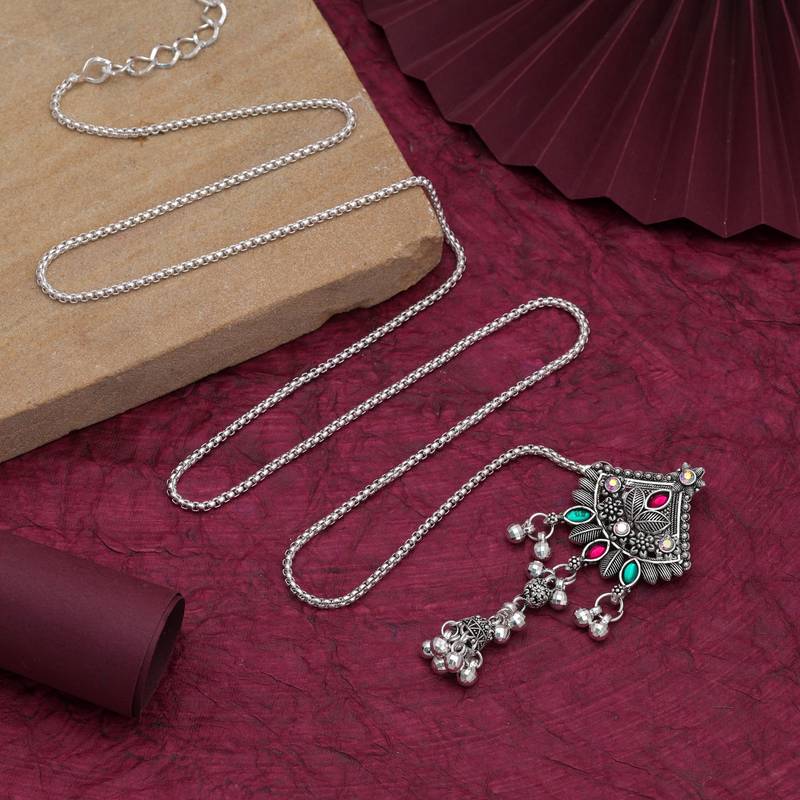 Pink & green color oxidised kamarband with elegant traditional ethnic jewellery design